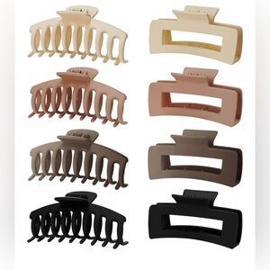 Set of 8 Hair Claw Clips in Neutral Tones